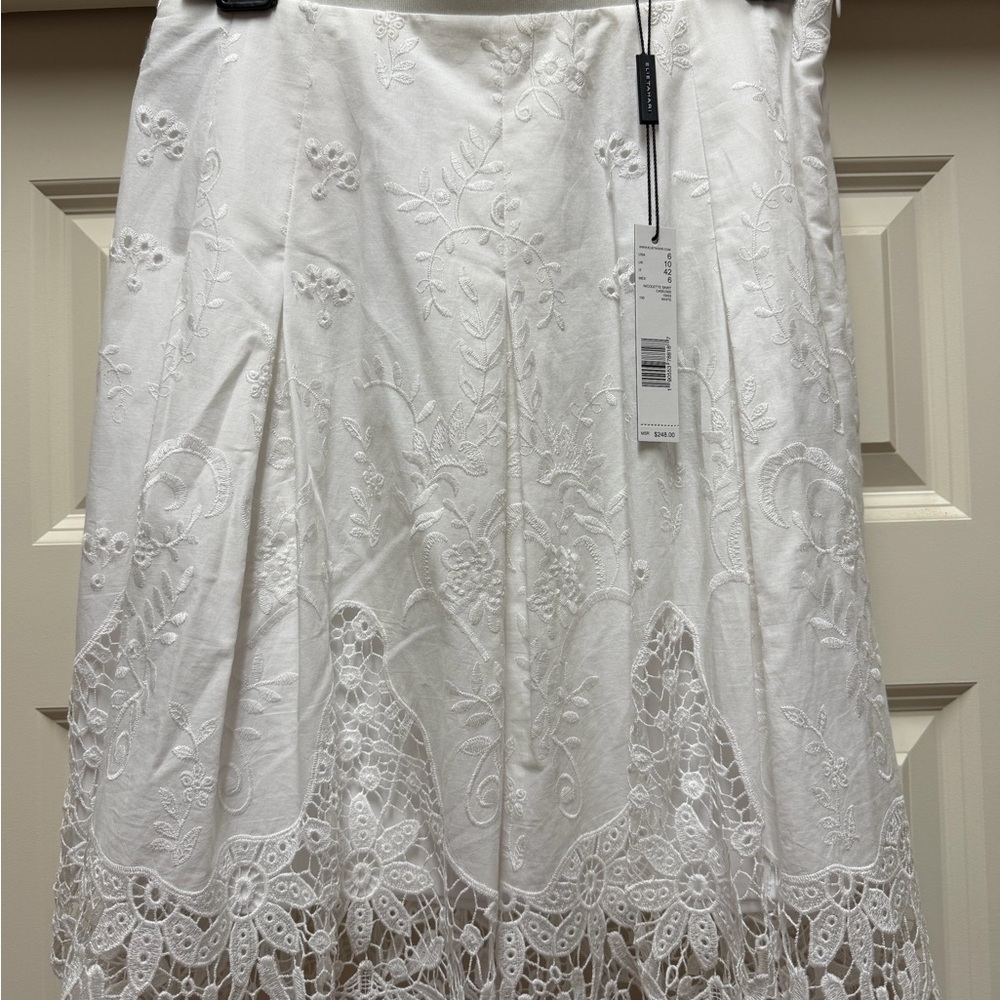 Elie Tahari White Floral Lace Skirt